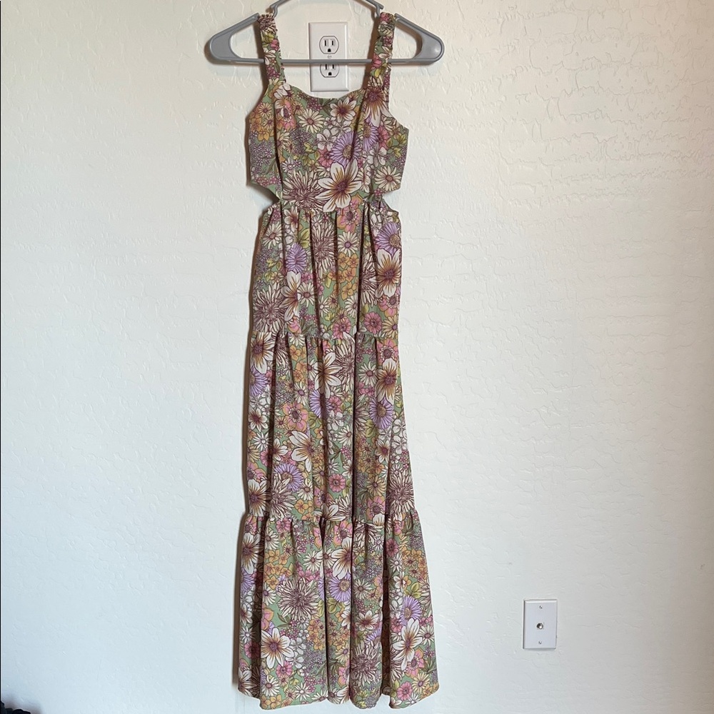 Rewind Floral Maxi Dress with Purple and Green Hues